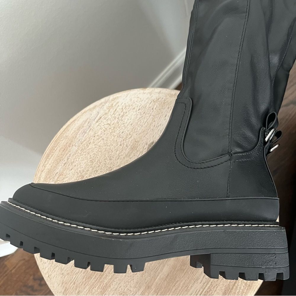 Sam Edelman Lerue Over The Knee Stretch Side Zip Lug Combat Boots Black NWOB - Picture 13 of 13